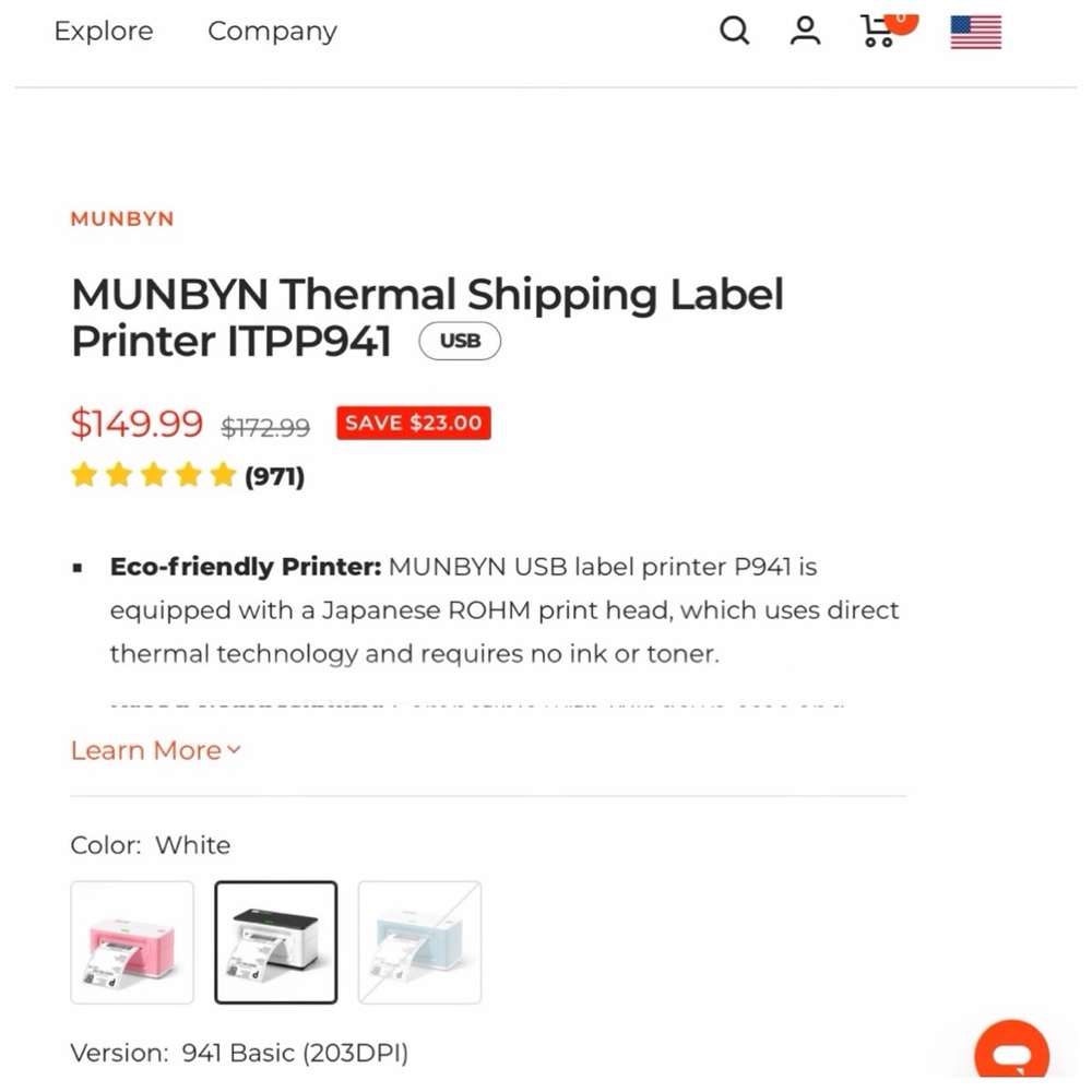 MUNBYN Thermal Shipping Label Printer ITPP941 USB NEW - Picture 5 of 12